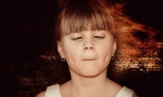 儿童，女孩，脸，蹲下，肖像