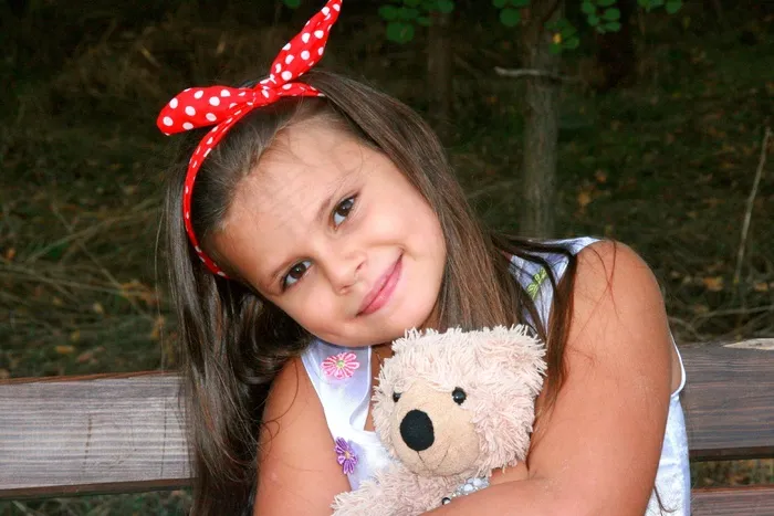 女孩，泰迪熊，泰迪熊，弓，微笑，儿童