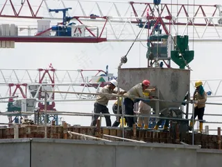 建筑，起重机，建筑施工，头盔