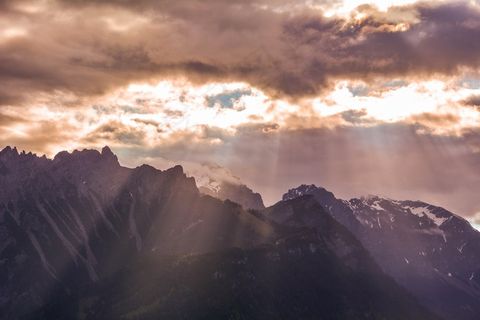 山，山峰，风景，天空，云