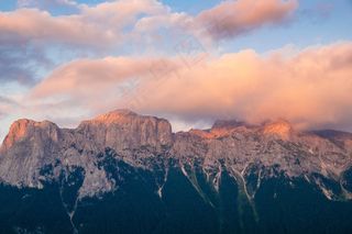 山脉，余辉，云，岩石，景观