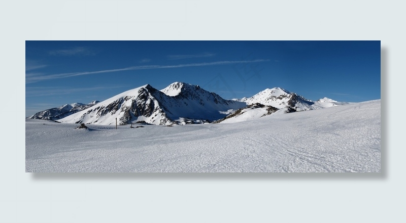 山，景观，冬天，山，雪，视图