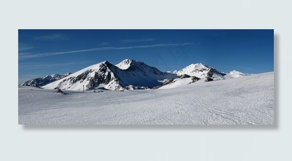 山，景观，冬天，山，雪，视图