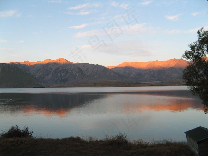 湖，海，港口，江，天空，山，自然