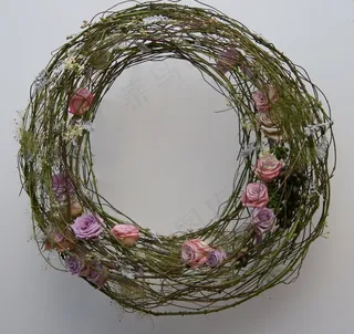 花圈，玫瑰，浪漫，鲜花，分支机构，粉红色