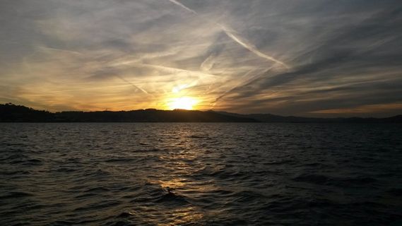 日落，暮光之城，太阳，水