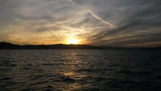 日落，暮光之城，太阳，水