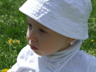 脸，儿童，渺小，皮肤，婴儿，白帽子，帽子