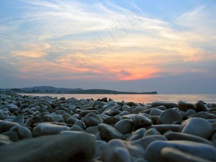 石头，海，Abendstimmung，天空，科孚岛，希腊