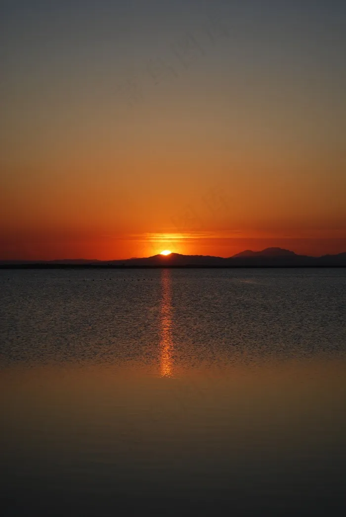 太阳，湖，自然日落