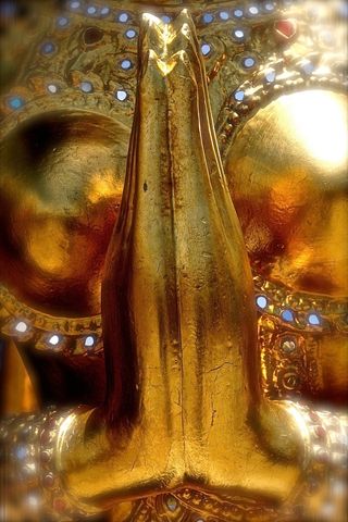 手，拇指，祈祷，金，雕塑，佛教