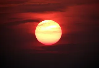 日落，发光，太阳，星星，橙色，红色，天空，火热