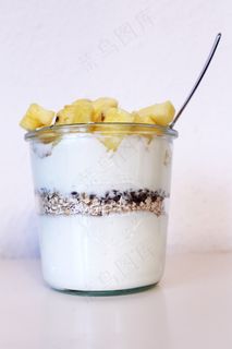 早餐，健康，酸奶，梅森罐，水果，夸克