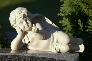 小天使抱着鸟的雕像