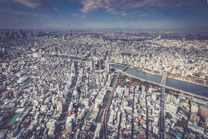 城市，鸟瞰图，城市，建筑物，市中心，全景图