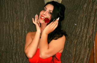 女孩，玫瑰，红色，美女，长长的头发，模型，花