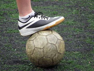 球，足球，靴子，控球，运动，草坪