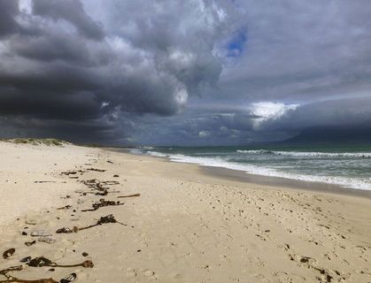海滩，沙，云，令人沮丧，沙滩，波