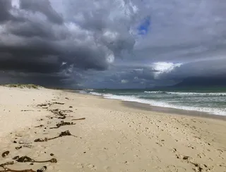 海滩，沙，云，令人沮丧，沙滩，波