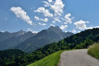 景观，离开，山区公路，山脉，森林