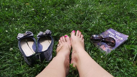 脚，草，旅游指南，太阳镜，假期，懒惰