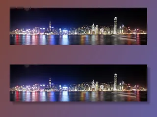 香港，城市，夜，美丽，多彩，水