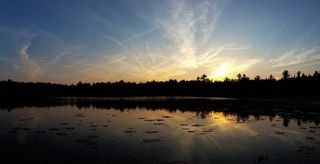 日落，水，反射，天空，火，自然，太阳