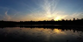 日落，水，反射，天空，火，自然，太阳