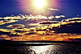 日落，太阳，天空，晚上，暮光之城，沧海，法国