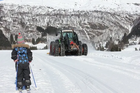 雪，冬季，越野滑雪，拖拉机，滑雪道