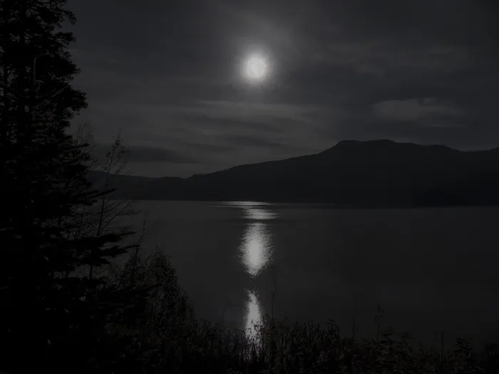 月亮，明亮，月光，反射，卡宁湖