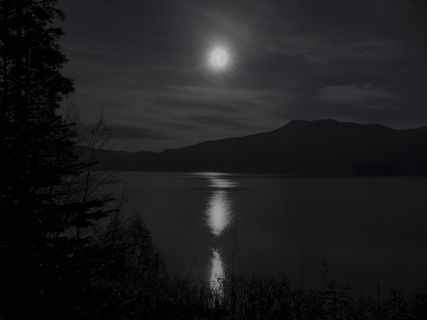 月亮，明亮，月光，反射，卡宁湖