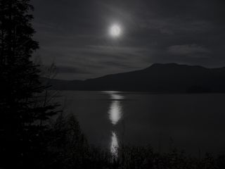 月亮，明亮，月光，反射，卡宁湖