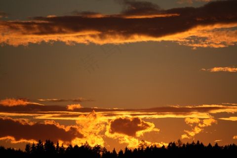 天空，云，Sonnenuntergang，冬天，晚上