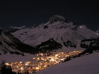 夜，风景，满月，雪，莱赫阿尔贝格