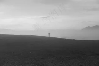男子，地平线，山，雾，冰岛