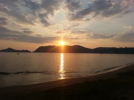 日落，余辉，傍晚的天空，大海，海滩，夕阳