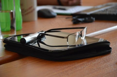眼镜，办公室，工作，平板电脑