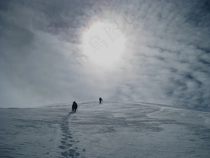 迪纳利国家公园，阿拉斯加，冬天，雪，冰，男子