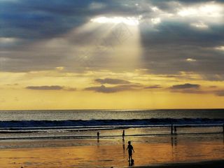 晚上，日落，橙色，多彩的日落，巴厘岛