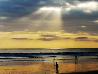 晚上，日落，橙色，多彩的日落，巴厘岛