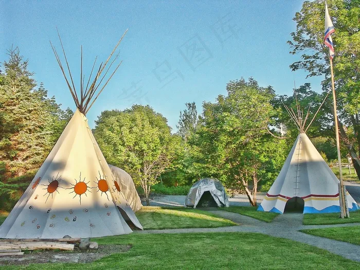 帐篷，Tipi，战俘哇，帐篷，印度人，夏天，典型