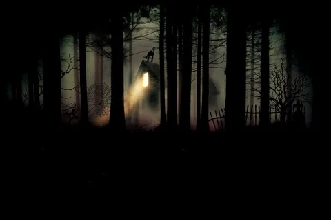 森林,女巫的房子,公墓,墓碑,黑暗,夜 森林,女巫的房子,公墓,墓碑,黑暗,夜