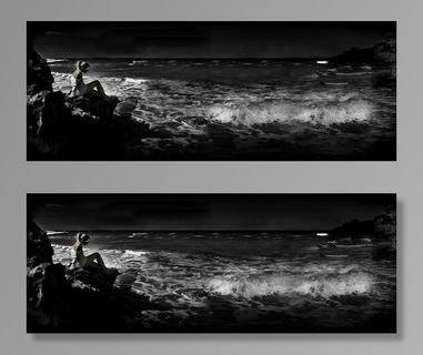 时尚，模型，海滩，冲浪，黑色和白色，海