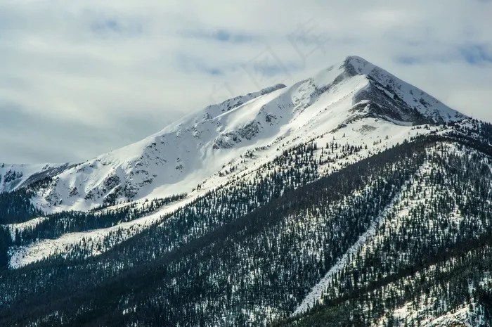山，雪，冬季，树木，天空，丘陵，高峰