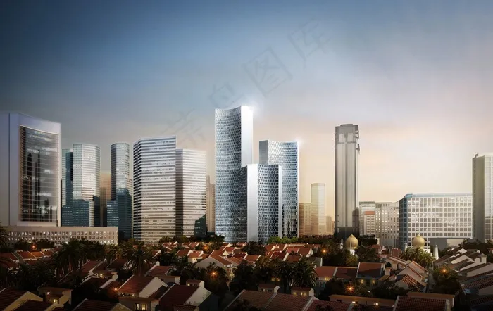 新加坡，数字艺术，摩天大楼，建筑物，天空