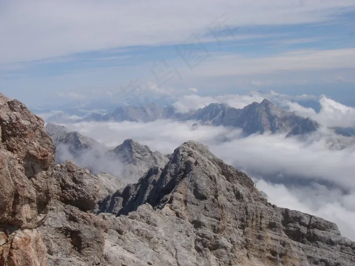 云团，首脑会议，岩，阿尔高，假期，徒步旅行，加米许