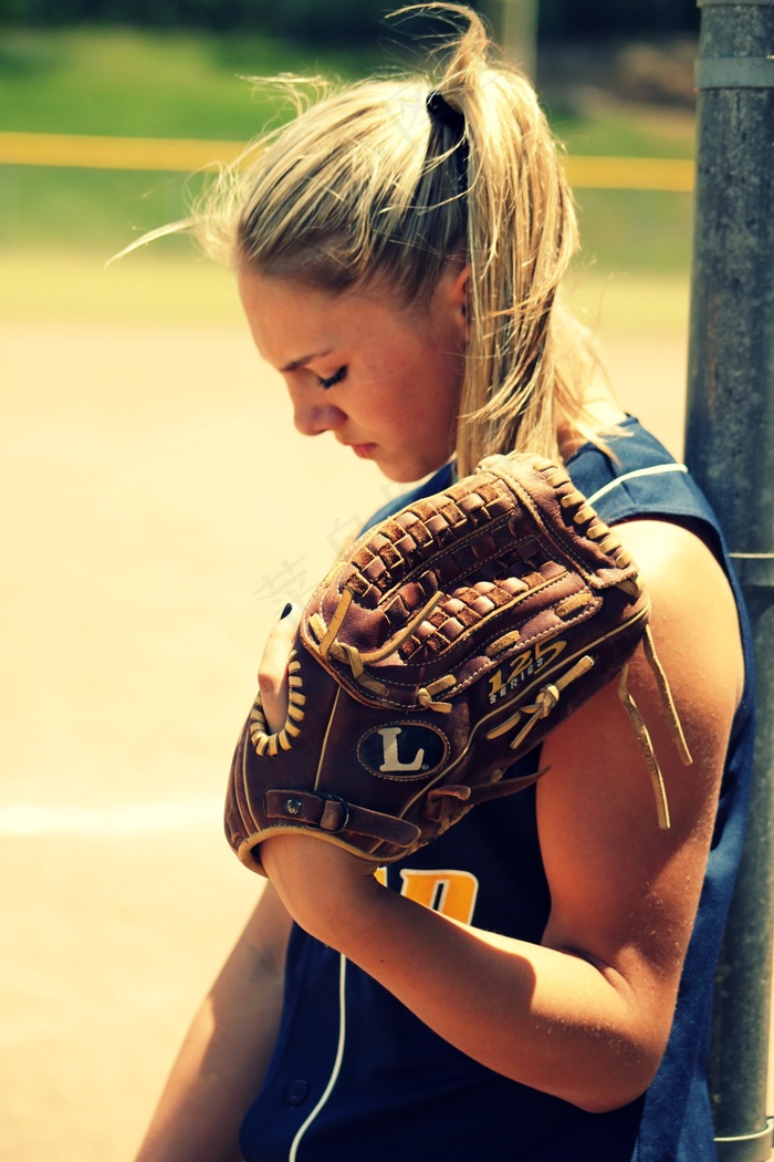 垒球，女孩，年轻，球员，夏天，户外，青年