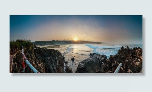 查看，透视图，俯瞰，水，日落，日出