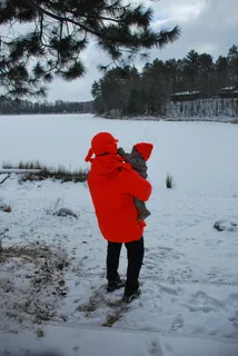 婴儿,婴儿,户外,冬天,雪,渺小,狩猎帽 婴儿,婴儿,户外,冬天,雪,渺小,狩猎帽